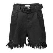 Zwarte Dames Fringed Shorts met Afneembare Riem Gaëlle Paris , Black ,...