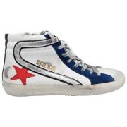 Klassieke Suède Slide Sneakers Wit Rood Golden Goose , Multicolor , He...