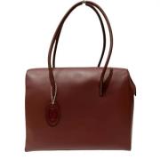 Pre-owned Leather shoulder-bags Cartier Vintage , Red , Dames