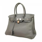 Pre-owned Leather handbags Hermès Vintage , Gray , Dames