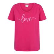 Roze Liefde Katoenen Tee met Grafische Print American Dreams , Pink , ...