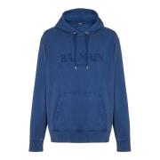 Vintage geborduurde hoodie Balmain , Blue , Heren