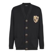 Gebreid vest met geborduurd embleem Balmain , Black , Heren