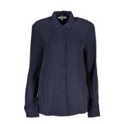 Blauwe Blouse met Italiaanse Kraag Tommy Hilfiger , Blue , Dames