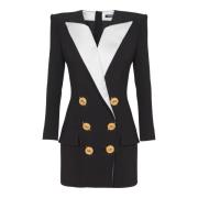 Korte tweedelige crêpe jurk Balmain , Black , Dames