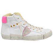 Hoge Top Sneakers Wit Roze Bont Philippe Model , Multicolor , Dames