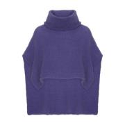 Elegant Violet Roll Neck Poncho American Dreams , Purple , Dames