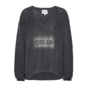 Kristal Droom V-Hals Pullover American Dreams , Gray , Dames