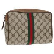 Pre-owned Leather clutches Gucci Vintage , Beige , Dames