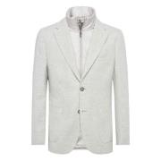 Diagonal Wool Blazer met Afneembare Bijzet Boggi Milano , Gray , Heren