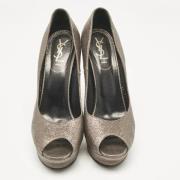 Pre-owned Leather heels Yves Saint Laurent Vintage , Gray , Dames