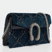 Pre-owned Velvet shoulder-bags Gucci Vintage , Blue , Dames