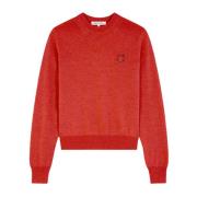 Foxy Patch Wool Melange Sweater Maison Kitsuné , Red , Dames