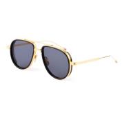 Aviator Zonnebril 18k Verguld Zwart Thom Browne , Yellow , Heren