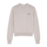 Foxy Patch Wool Melange Sweater Maison Kitsuné , Beige , Dames