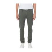 Slim Fit Chino Broek met Stone Wash Replay , Green , Heren