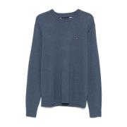 Blauwe Gebreide Trui Met Ronde Hals Tommy Hilfiger , Blue , Heren