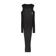 Maxi Gebreide Jurk met Cape Mouwen Rick Owens , Black , Dames