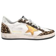 Leren Leo Print Sneakers Wit Goud Golden Goose , Multicolor , Dames