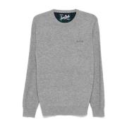 Grijze Wol-Kasjmier Trui met Logo MC2 Saint Barth , Gray , Heren