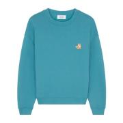 Geborduurde katoenen sweatshirt met ronde hals Maison Kitsuné , Blue ,...