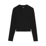 Lange Mouw Ribgebreid T-shirt Jacquemus , Black , Dames