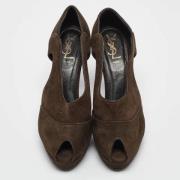 Pre-owned Suede heels Yves Saint Laurent Vintage , Brown , Dames