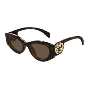 Stijlvolle zonnebril met zwarte montuur Gucci , Brown , Dames