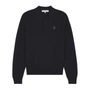 Geborduurde Foxy Patch Wol Polo Shirt Maison Kitsuné , Black , Heren