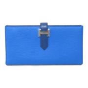 Pre-owned Leather wallets Hermès Vintage , Blue , Dames