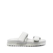 Grijze Leren Open Teen Sandalen Gia Borghini , Gray , Dames