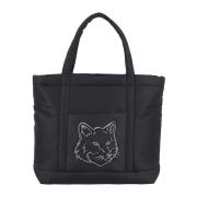 Puffer Tote Bag met Fox Head Maison Hotel , Black , Dames