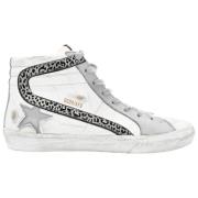 Wit Zilver Luipaardlijn Sneakers Golden Goose , Gray , Dames