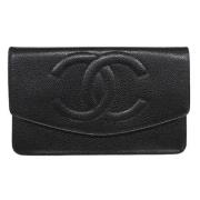 Pre-owned Leather wallets Chanel Vintage , Black , Dames