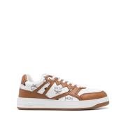 Gestructureerde Leren Sneakers Bruin MCM , Brown , Heren