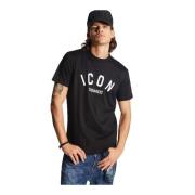 Zwarte Katoenen T-shirt - Korte Mouw Dsquared2 , Black , Heren