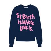 Sport Logo Crewneck Sweatshirt in katoen MC2 Saint Barth , Blue , Dame...