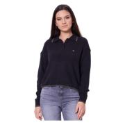 Zwarte Logo Sweater Lange Mouw Tommy Hilfiger , Black , Dames