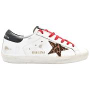 Witte Luipaard Ster Rode Veters Sneakers Golden Goose , White , Dames