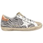 Zebra Superstar Sneakers Wit/Oranje Golden Goose , Multicolor , Dames