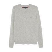 Grijze Wollen Gebreide Trui Tommy Hilfiger , Gray , Heren