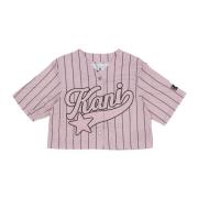 Crop Pinstripe Baseball Jack met Ster Logo Karl Kani , Pink , Dames