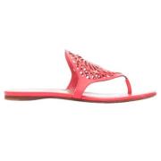 Pre-owned Leather sandals Hermès Vintage , Red , Dames