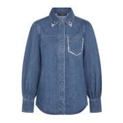 Donkerblauwe Denim Canabbbess Shirt Bruuns Bazaar , Blue , Dames