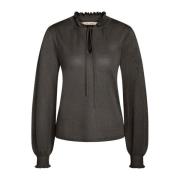 Elegante Gebreide Trui met Ruchedetails RUE de Femme , Black , Dames