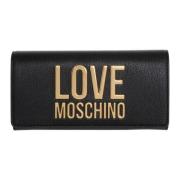 Elegante Portemonnee met Drukknoopsluiting Love Moschino , Black , Dam...