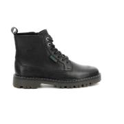 Decklock Laarzen Leer Veters Rits Kickers , Black , Dames