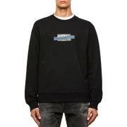 Logo Print Geribbelde Katoenen Sweatshirt Diesel , Black , Heren