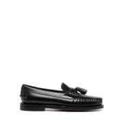 Zwarte Leren Kwast Slip-On Schoenen Sebago , Black , Dames