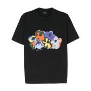 Bloemenprint Crew Neck T-shirt Paul Smith , Black , Heren